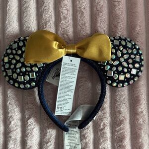 Disney World  Glittery Navy and Gold Stones Bow Headband